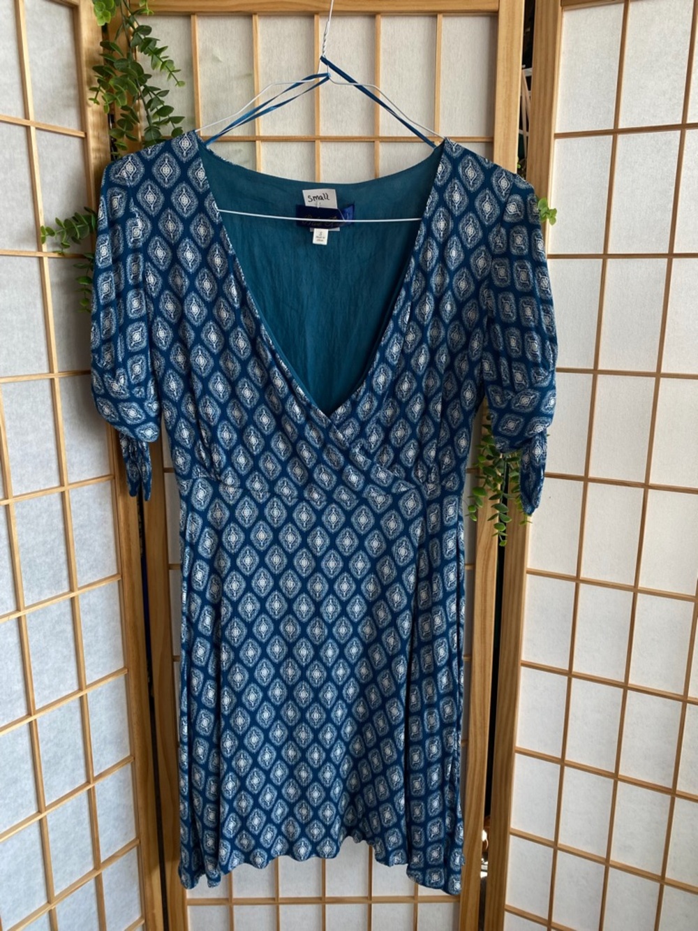 Francesca's Collections Teal Printed Mini Dress